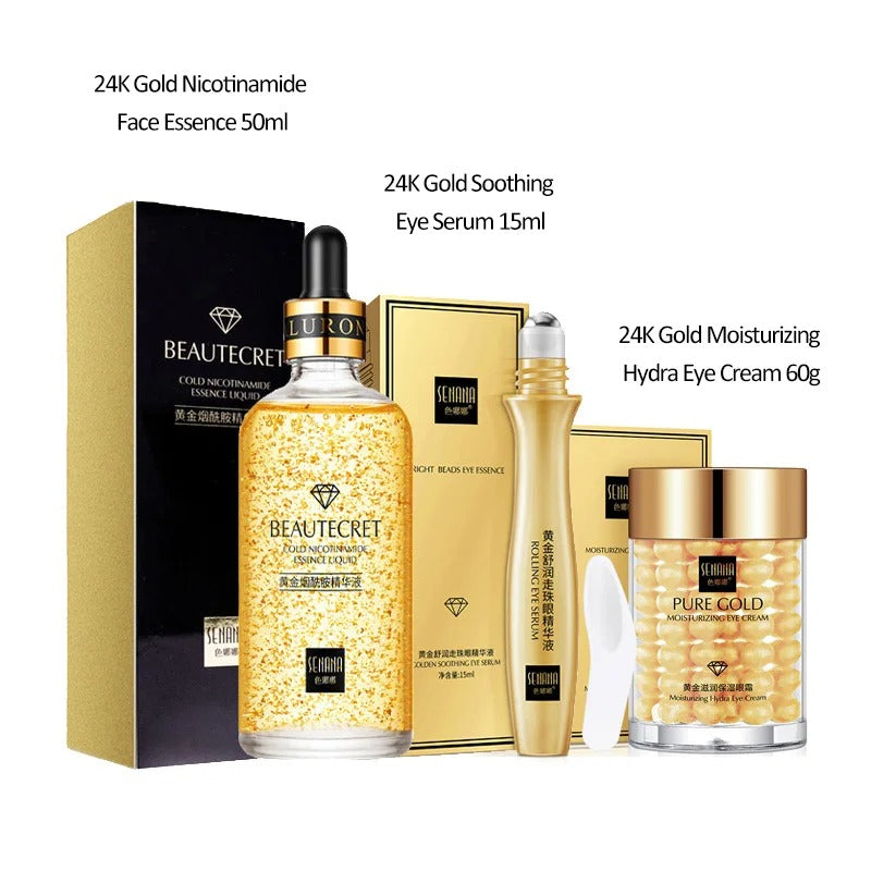 24K Gold Skincare Set – Anti-Aging Serum & Collagen Eye Cream