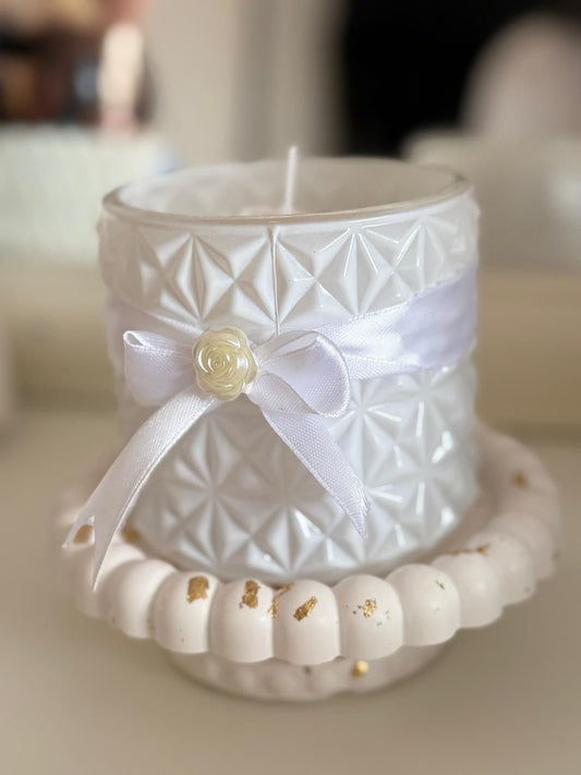 Elegant White Rose Handmade Candle