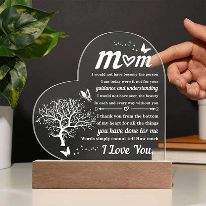 Heart-Shaped LED Acrylic Plaque – A Timeless Tribute to Mom