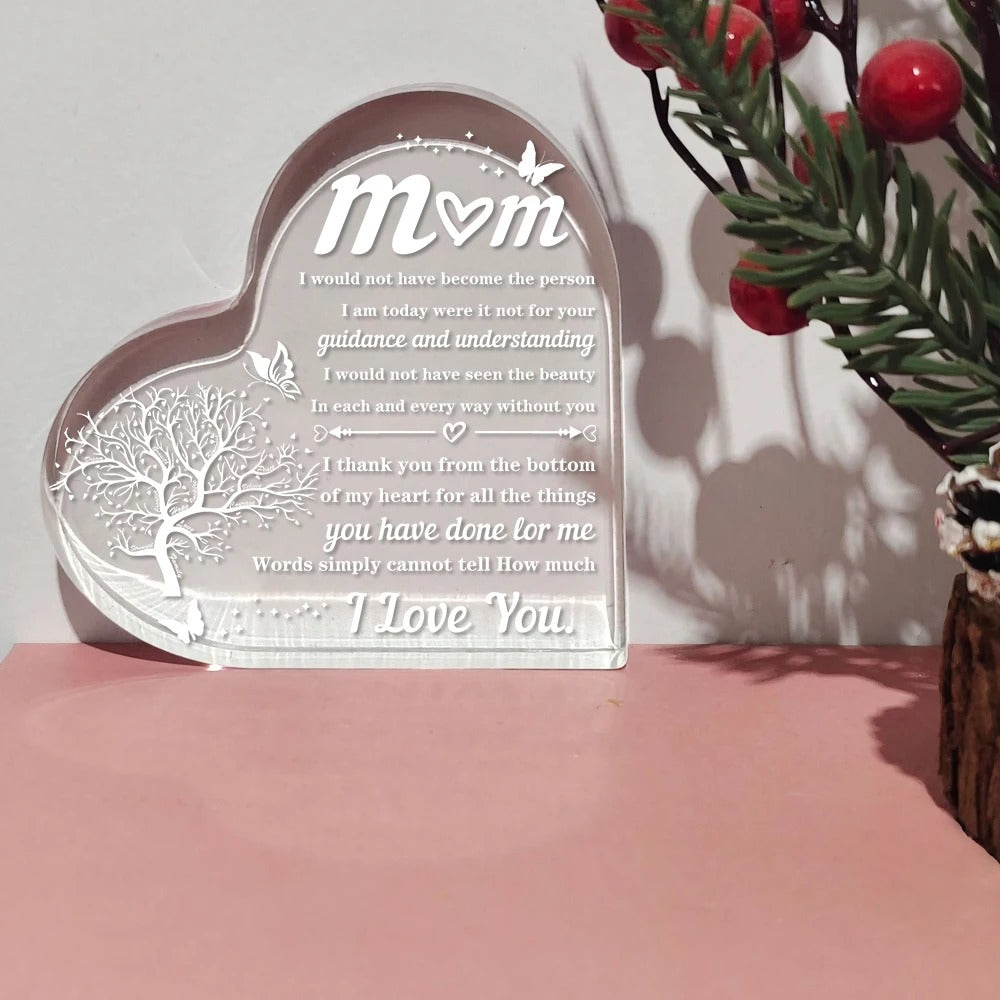 Heart-Shaped LED Acrylic Plaque – A Timeless Tribute to Mom